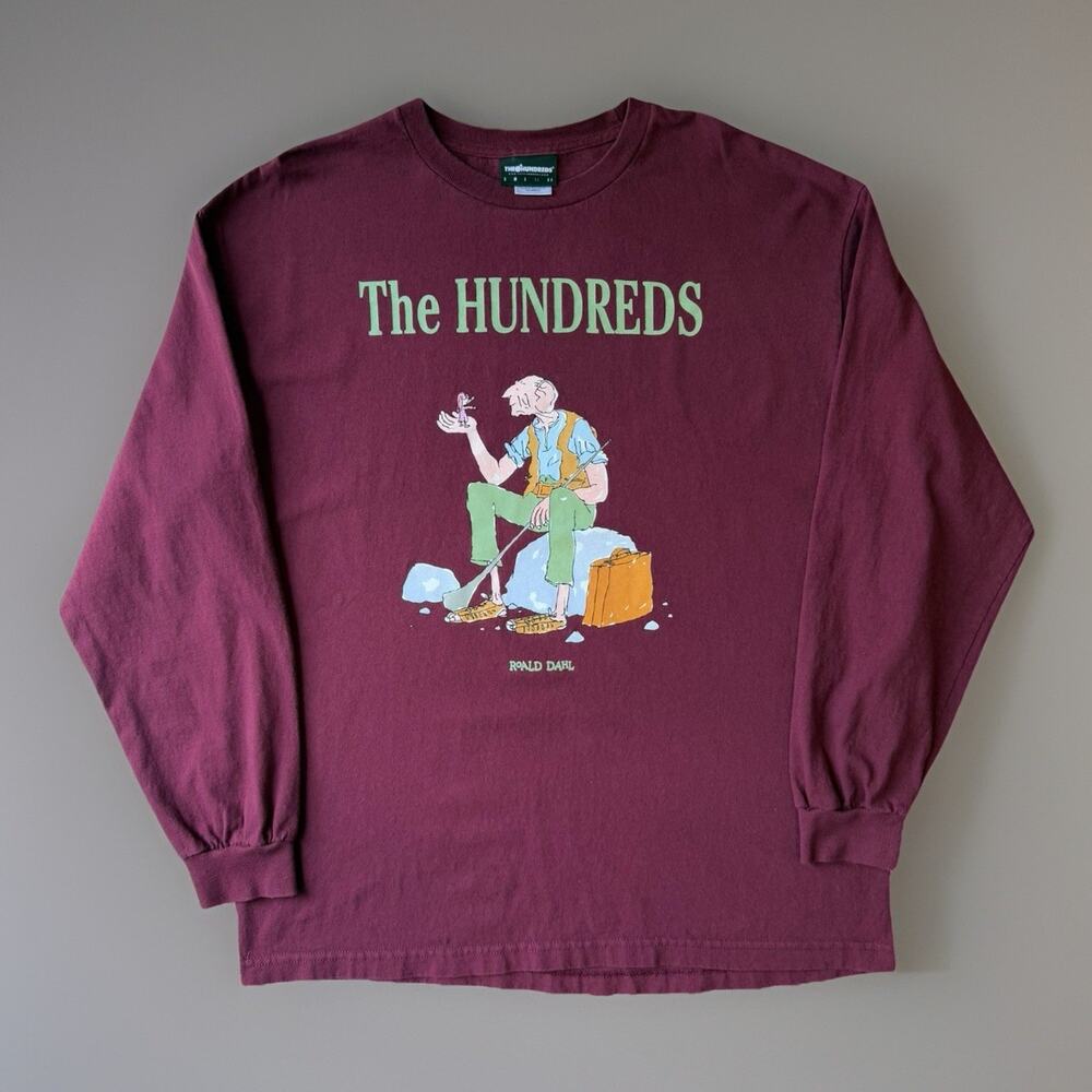 The Hundreds Roald Dahl Shirt XL Maroon Long Sleeve BFG Archive Streetwear